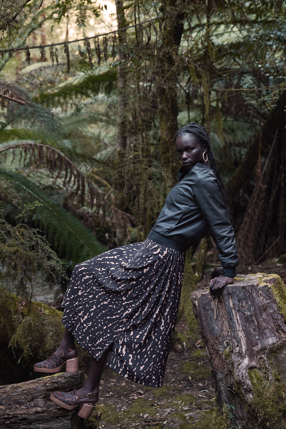 Lustre Leather-Look Bomber Jacket Campaign | BLACK