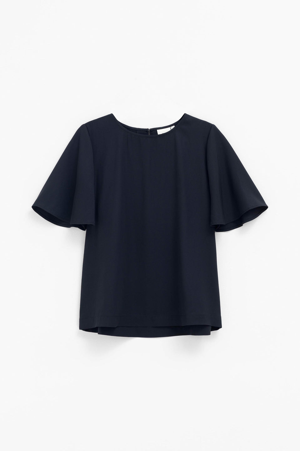 Deili Flutter Sleeve A-line Bold Print Top Front | BLACK