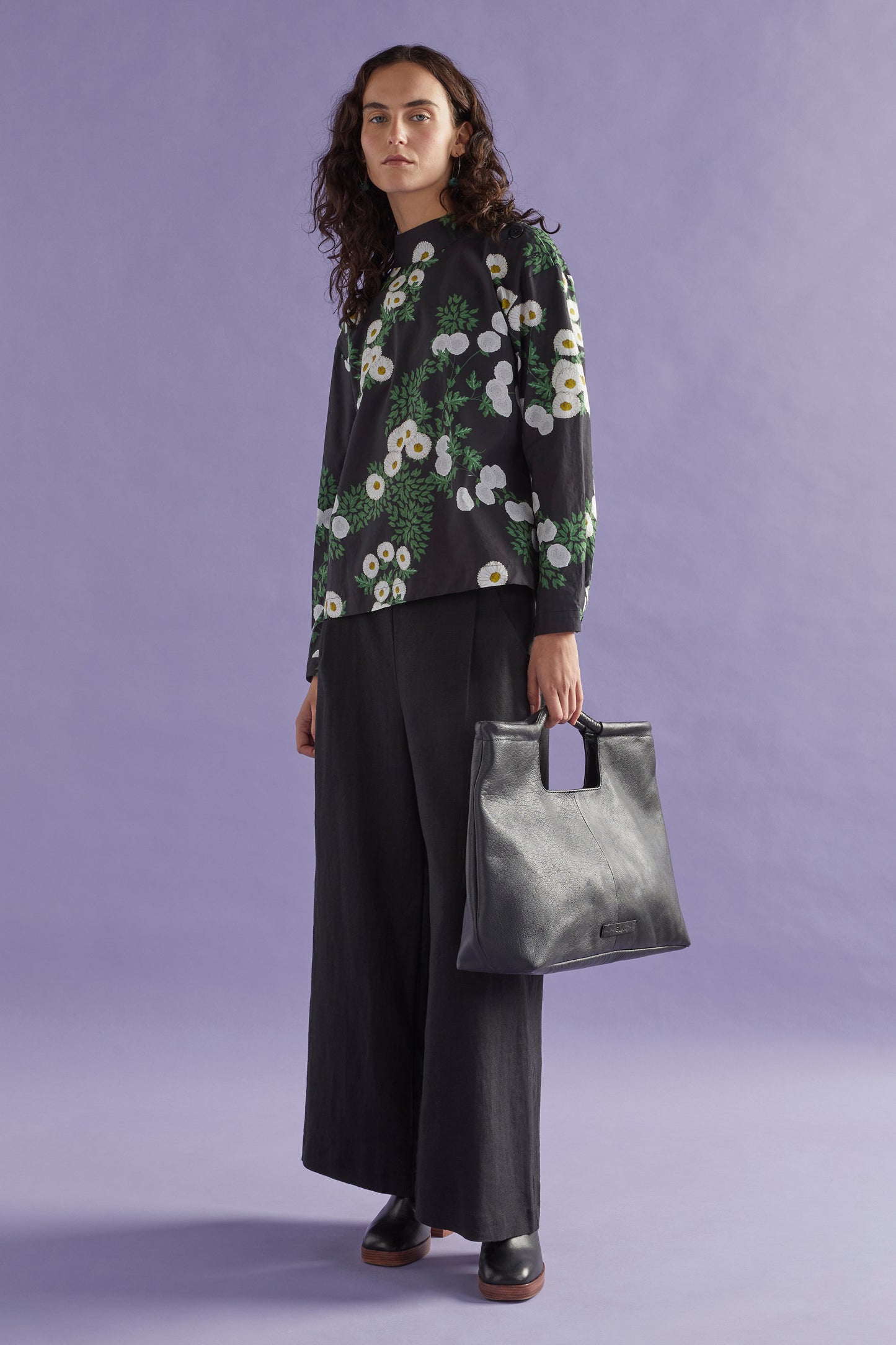 Blaec Cotton Print Turtle Neck Button Detail Top campaign| FIELD PRINT