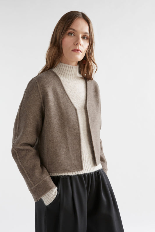 Sesa Cropped Wool Twill Jacket Model Front | LATTE