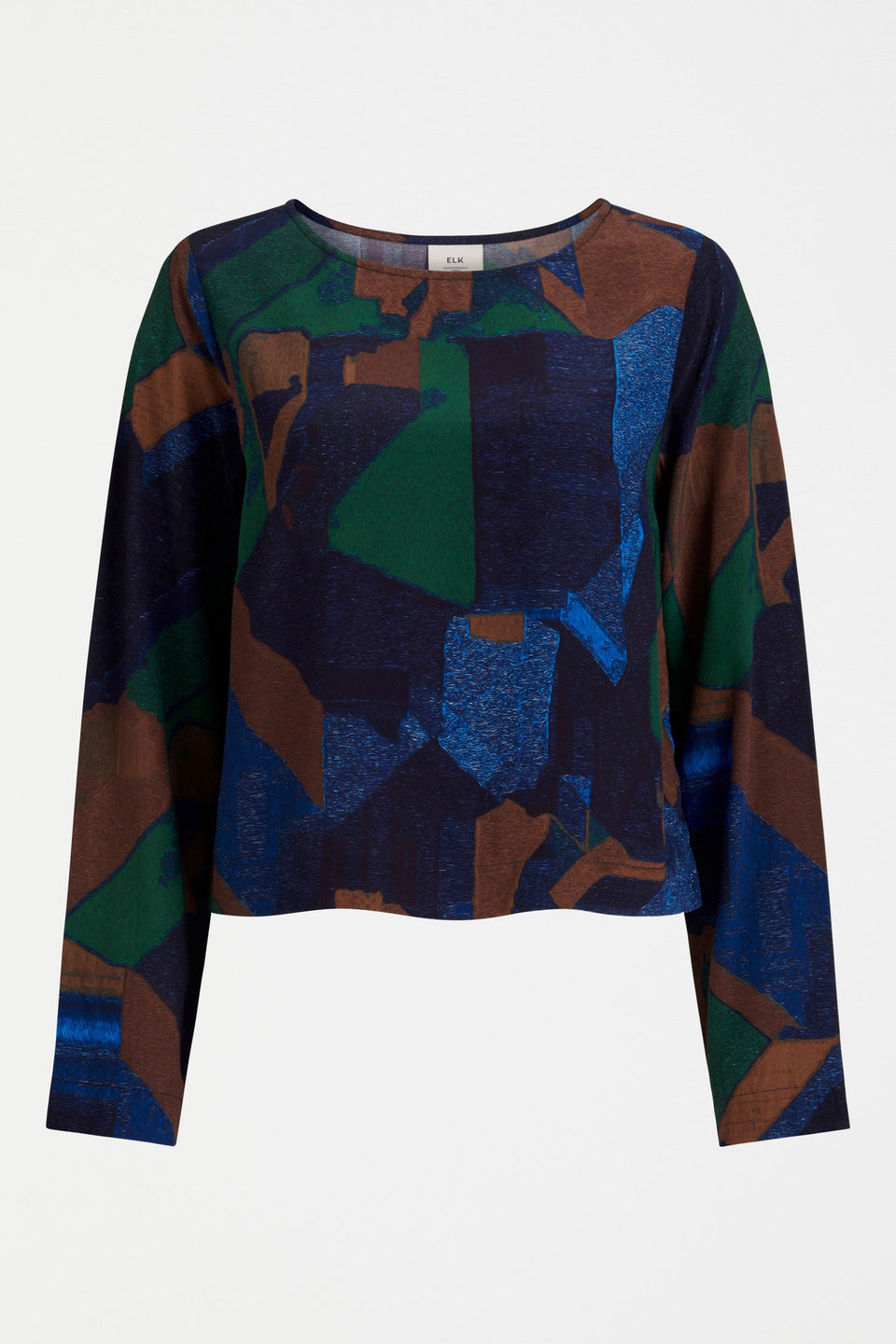 Dega Long Sleeve Silky-Feel Print Top Model Full Body Front | ORDA PRINT