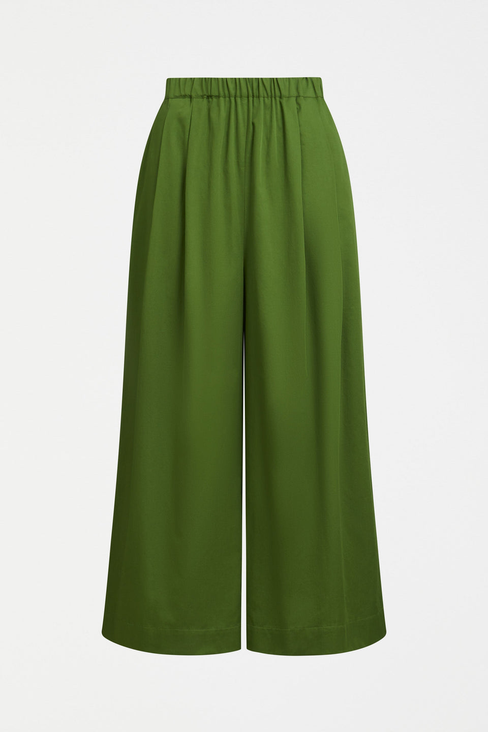 Eller Wide Leg Elastic Waist Organic Cotton Pant Front | GREEN MOSS