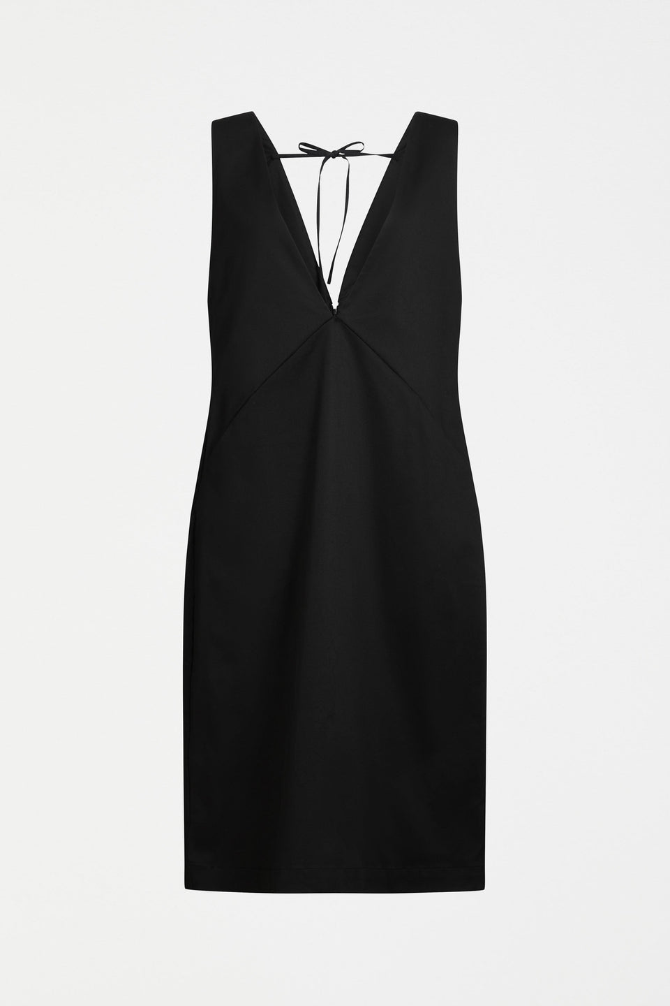 Ronne Deep V Pinafore Dress Front | BLACK
