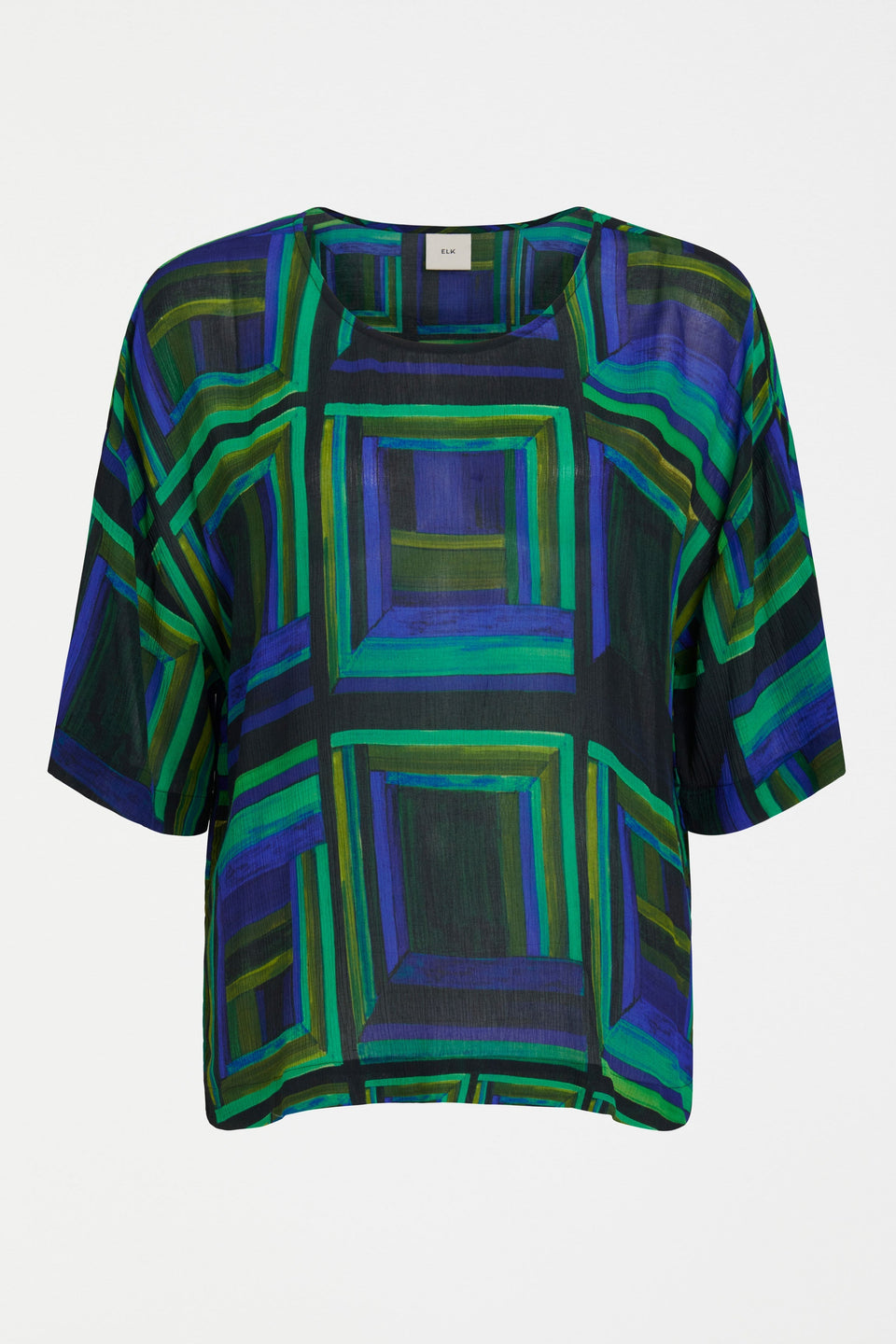 Soma Boxy Bold Print Slightly Sheer Crinkle Texture Top Front | SALONE PRINT