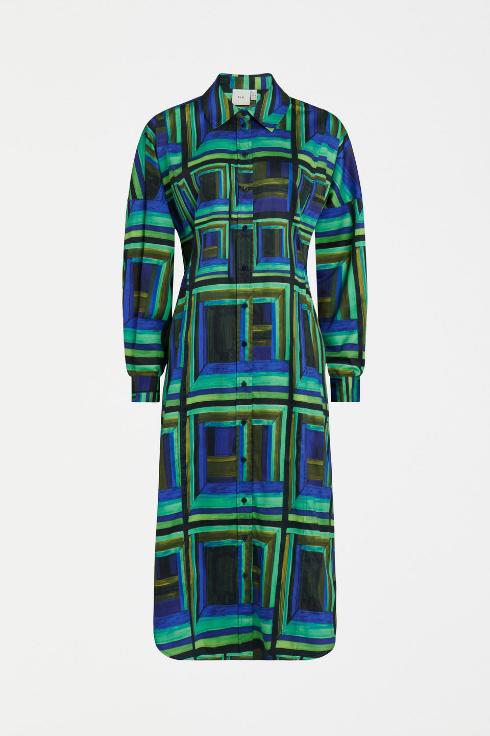 Rodan Organic Cotton Print Long Sleeve Shirt Dress Front | SALONE PRINT