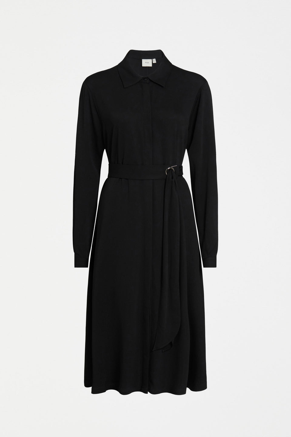 Sjova Waist Tie Shirt Dress Front | BLACK