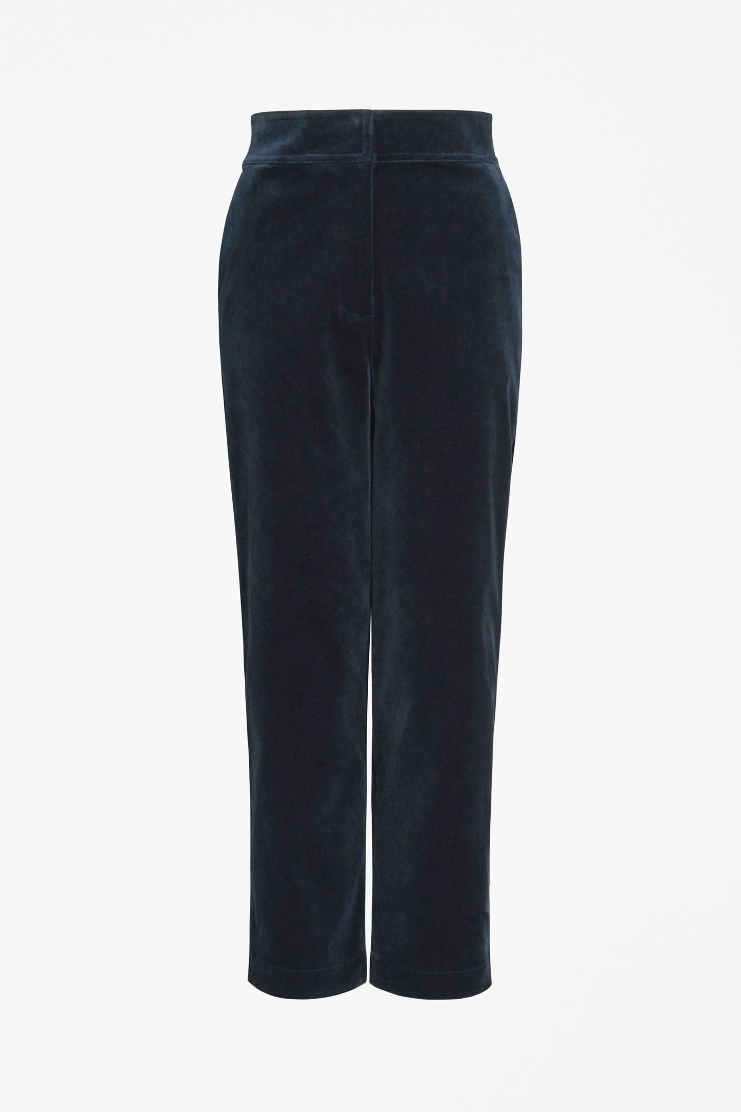 Atles High Waisted Tapered Leg Dark Blue Cut Cord Pant Front | CARBON