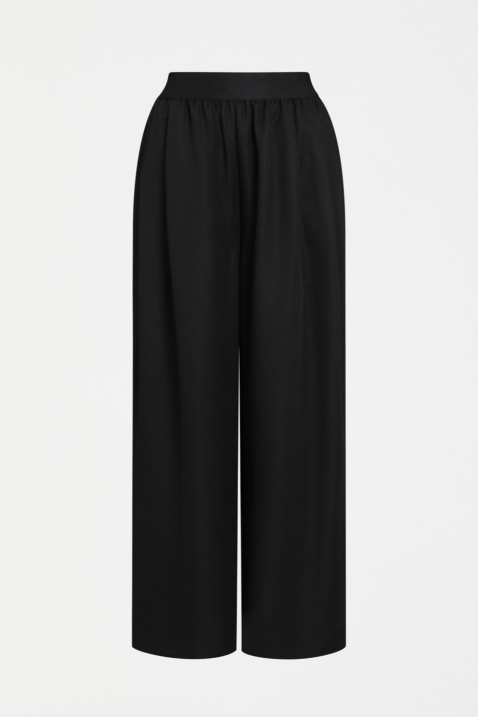 Sepp Twill Exposed Elastic Waist Wide Leg Pant Front | BLACK