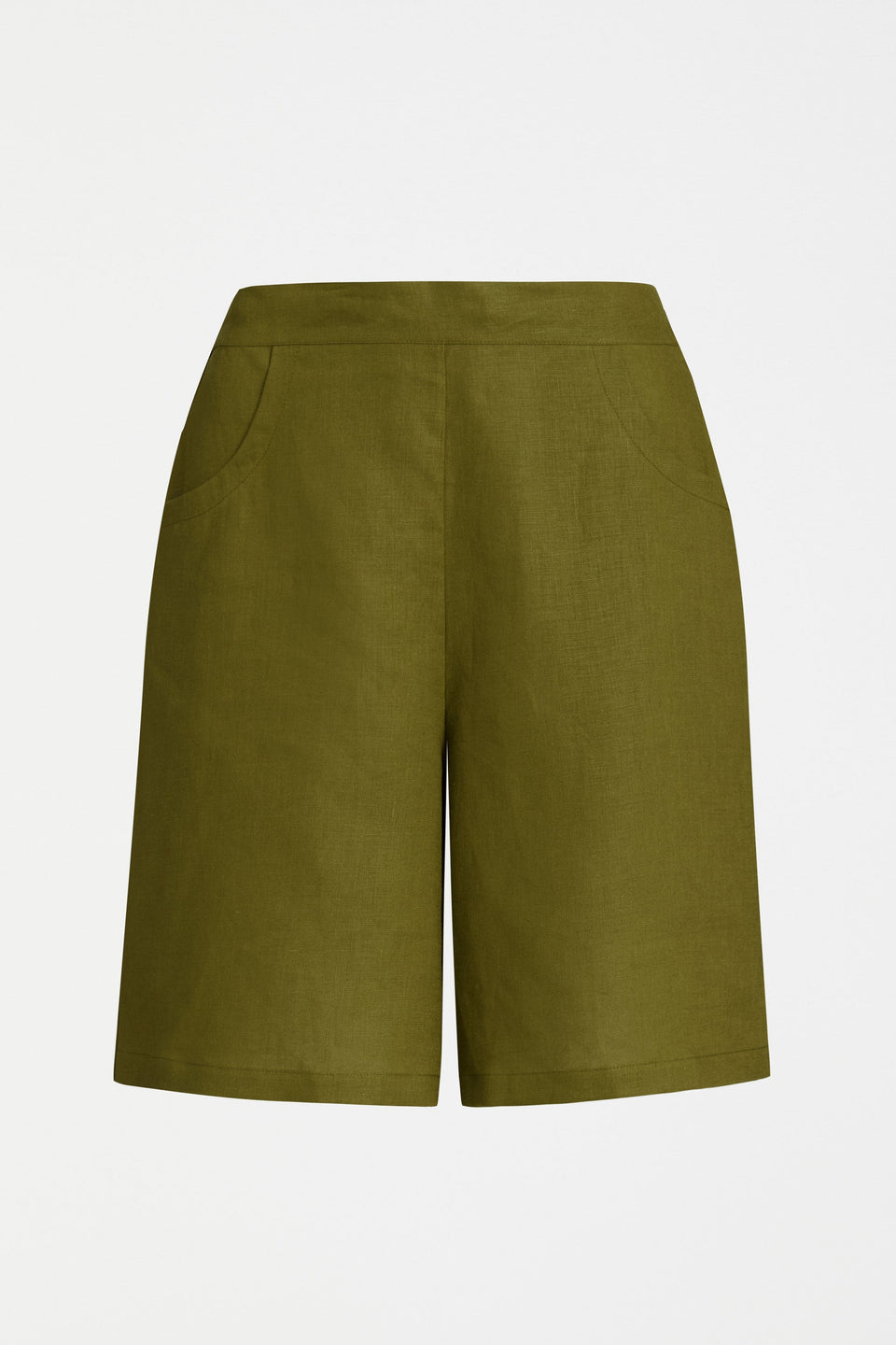 Strom Mid Length Linen Short Front | ARTICHOKE