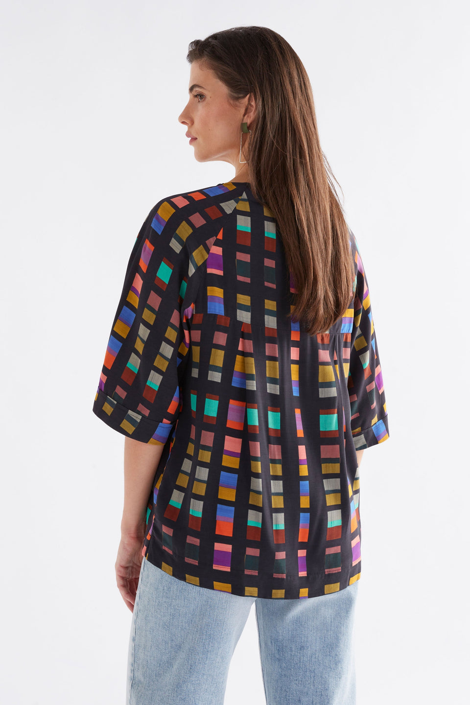 Malo Wide Sleeve Raglan Print Top Model Back | TESSELA PRINT