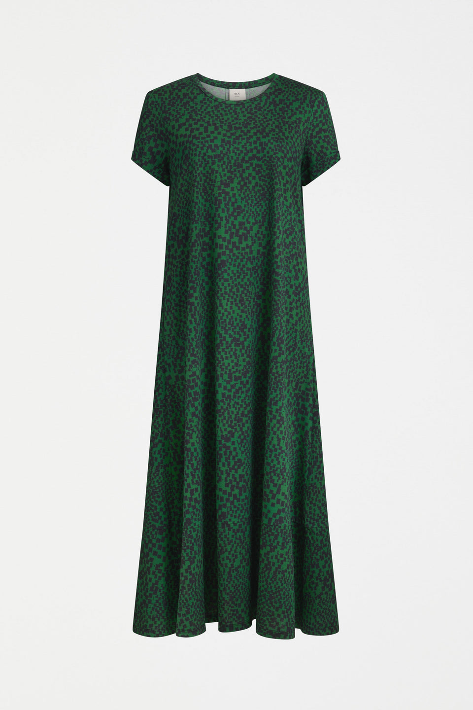 Haki Long Organic Cotton Jersey Print Tshirt Dress  Front | GREEN SINDA PRINT