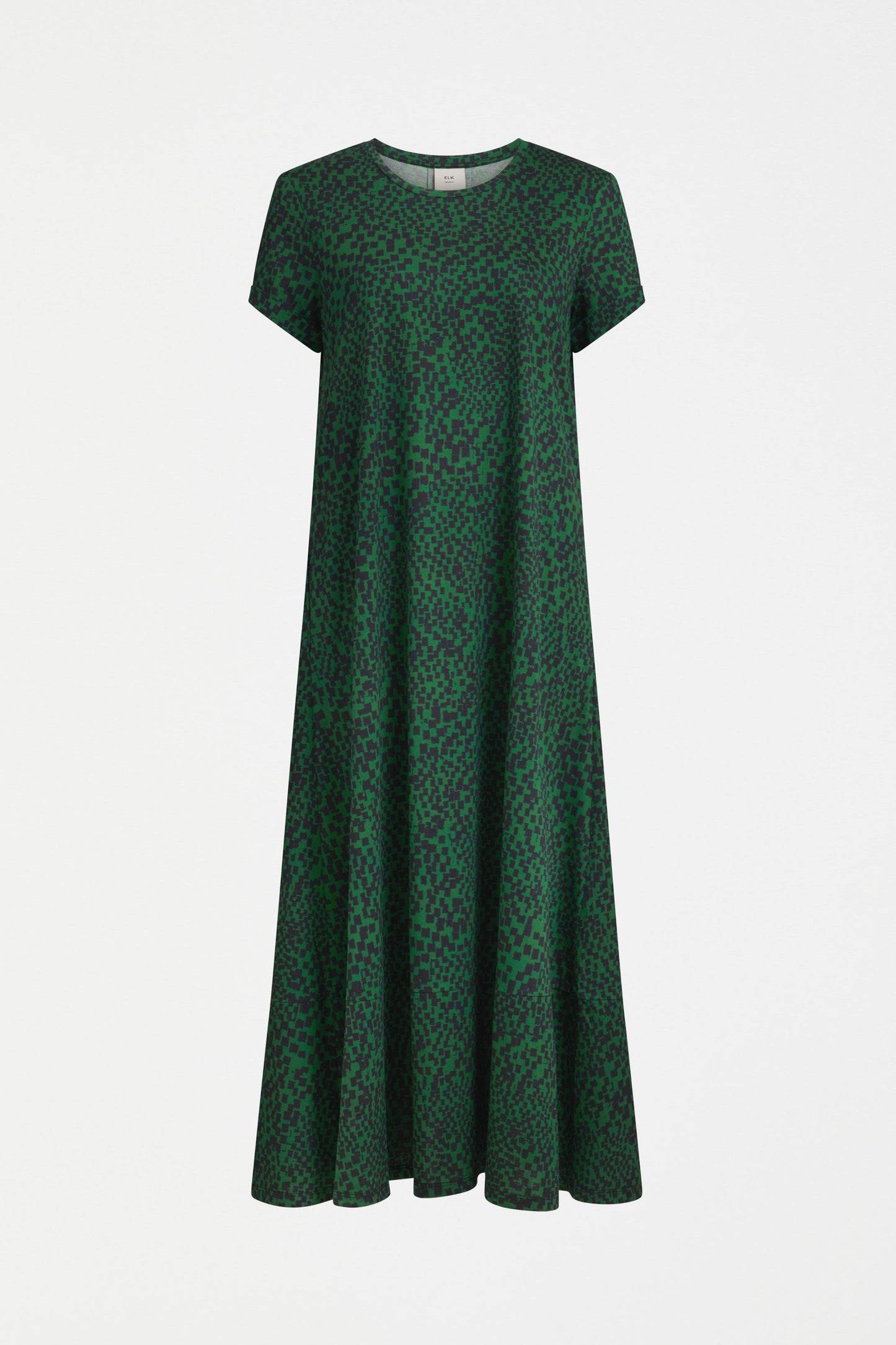 Haki Long Organic Cotton Jersey Print Tshirt Dress  Front | GREEN SINDA PRINT