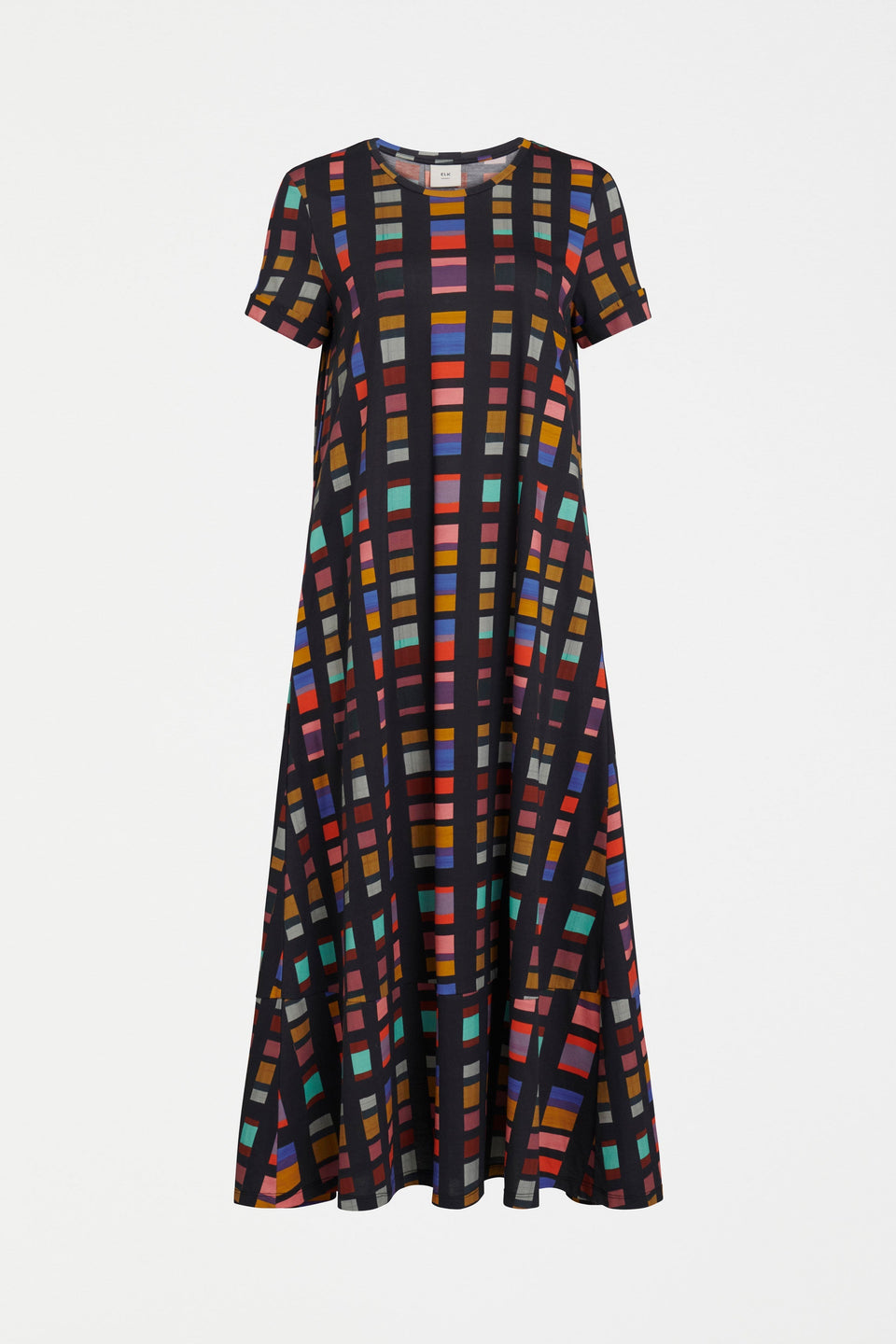 Haki Long Organic Cotton Jersey Print Tshirt Dress Front | TESSELA PRINT
