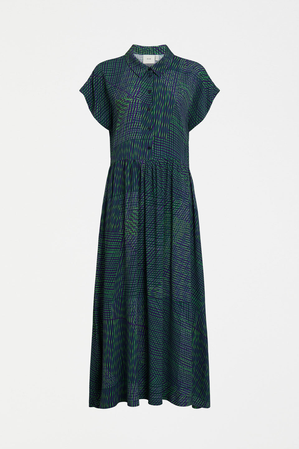 Pemma Midi Print Shirt Dress Front | LINEAL PRINT
