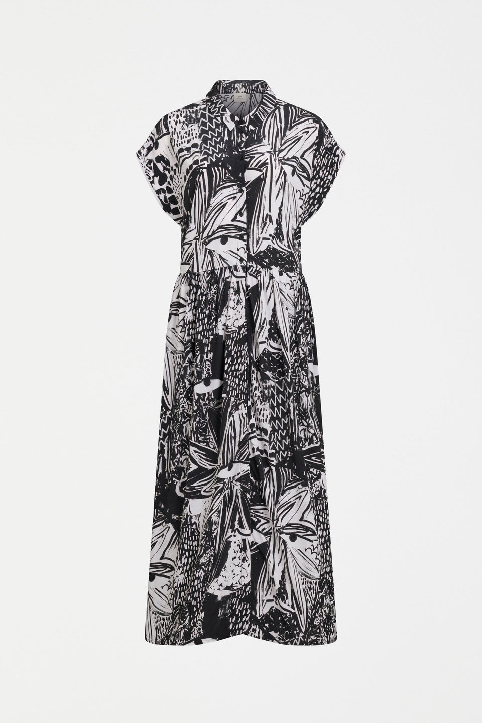 Joia Gathered Waist Cap Sleeve Print Shirt Dress Front | TROPEA PRINT