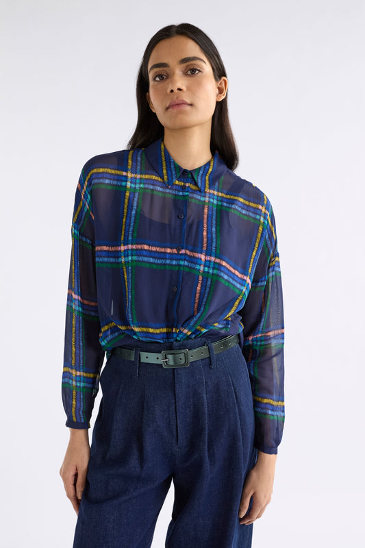 Eir Sheer Shirt on Model | ELBA CHECK