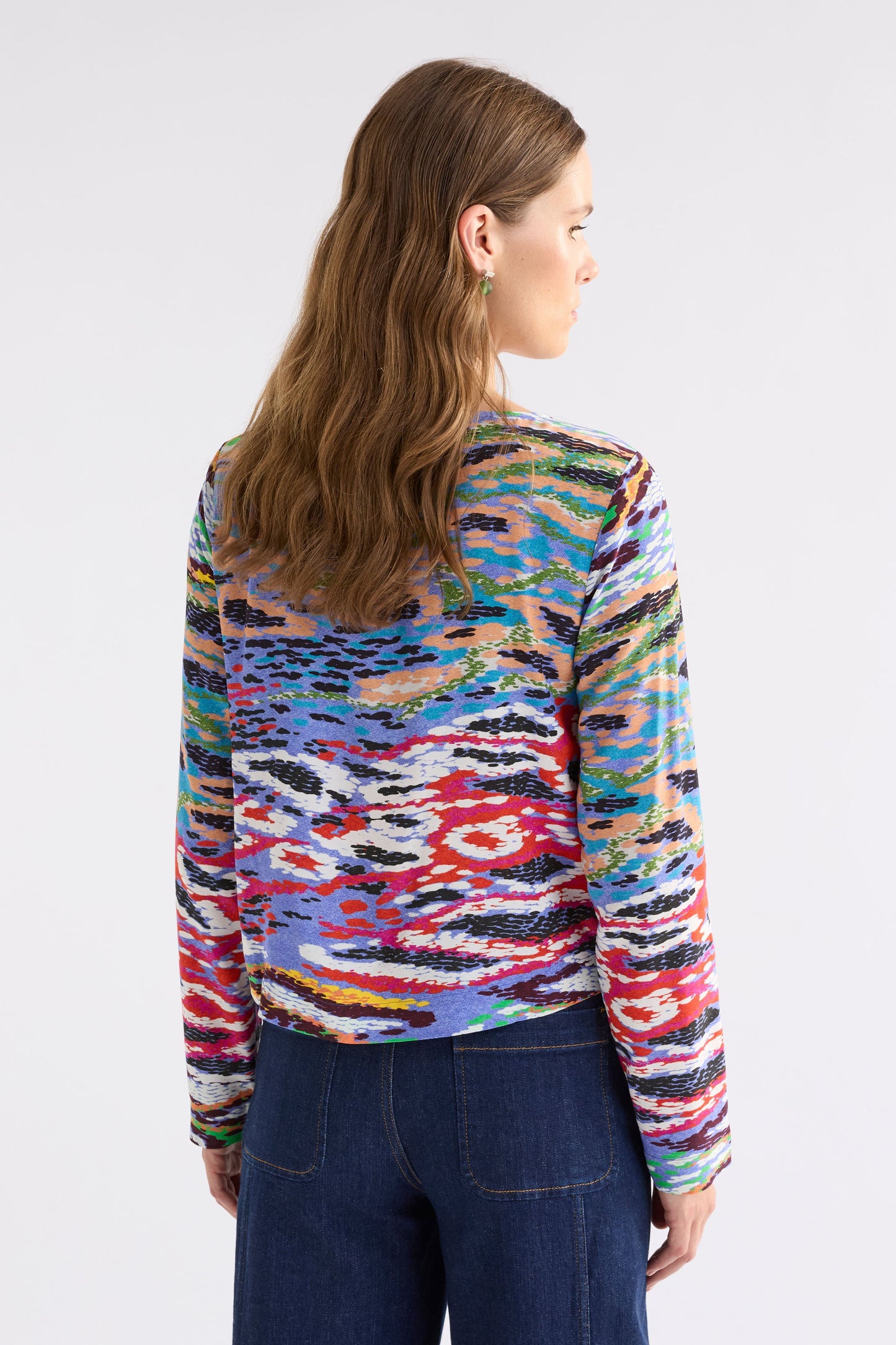 Dega Long Sleeve Silky-Feel Coloured Snake Print Top Model Back | SERP PRINT