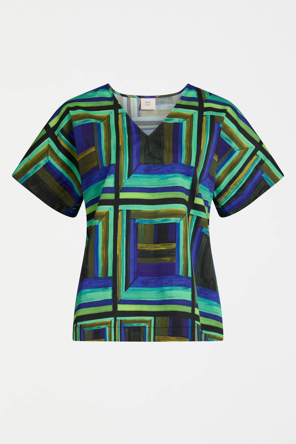 Ideell Silky V-Neck Multi-coloured Print Top Front | SALONE PRINT