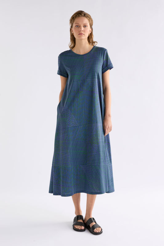 Haki Long Organic Cotton Jersey Print Tshirt Dress Model Front | LINEAL PRINT