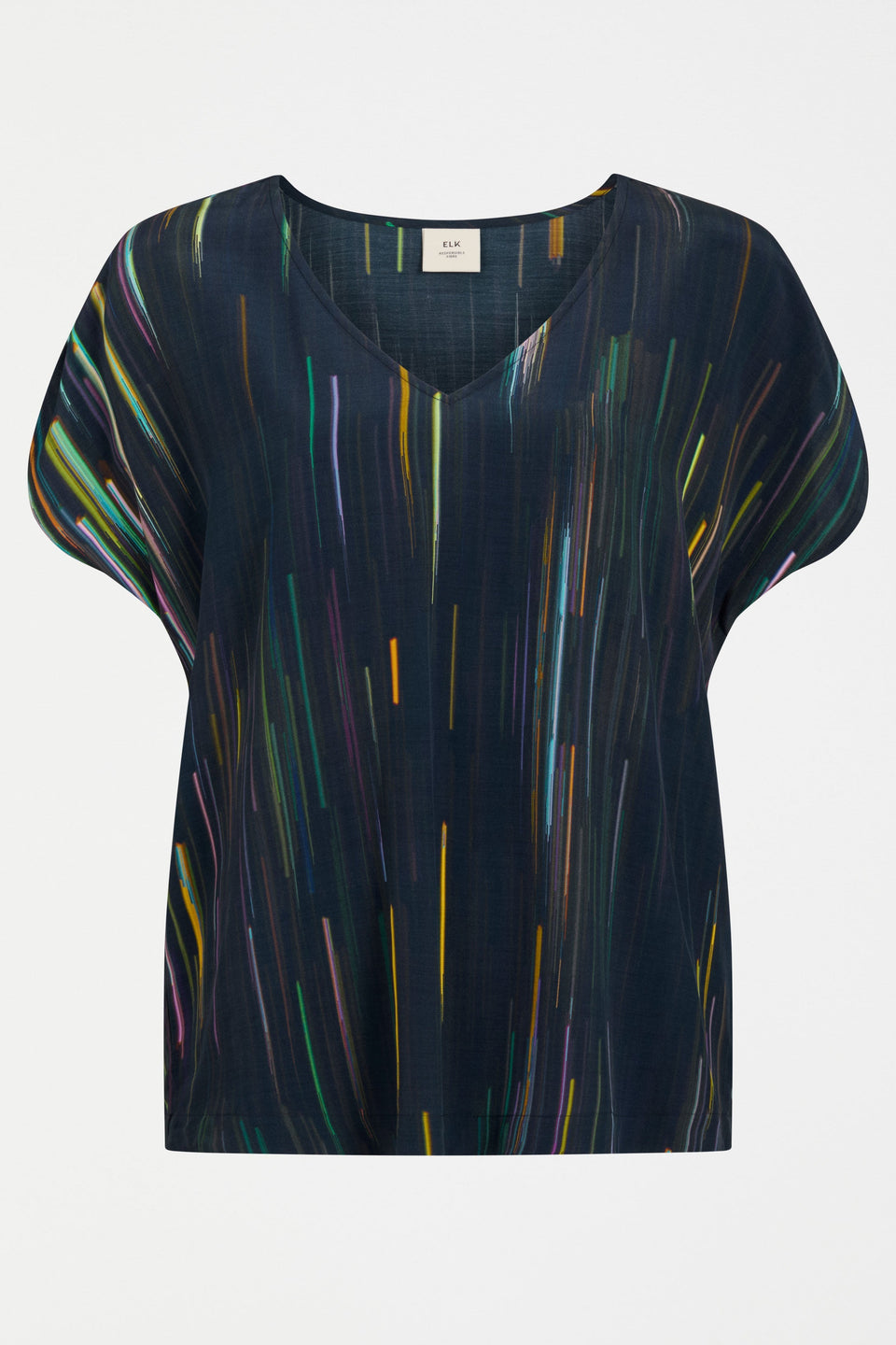 Kayra Silky Print Short Sleeve V-Neck Top Front | ALINEA PRINT