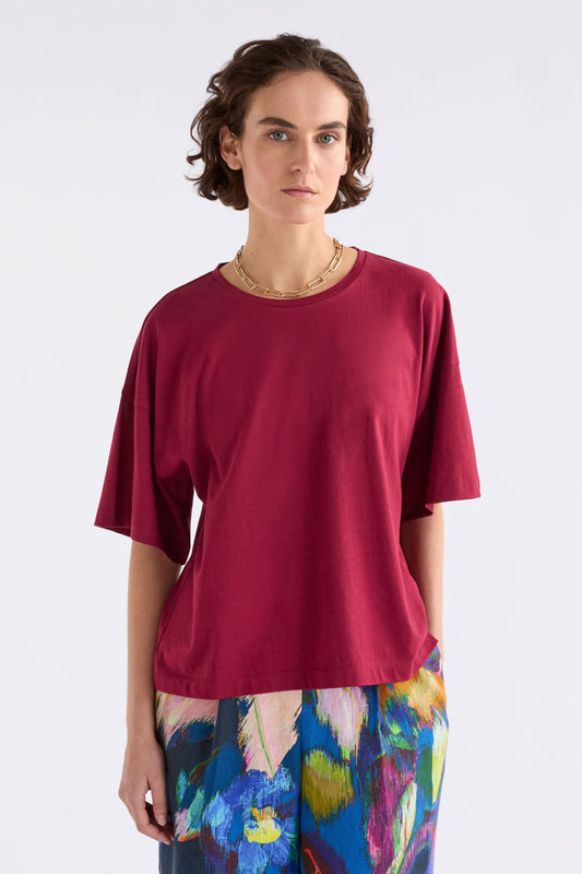 Kovaa Tee on Model Close Up Detail | DEEP ROUGE