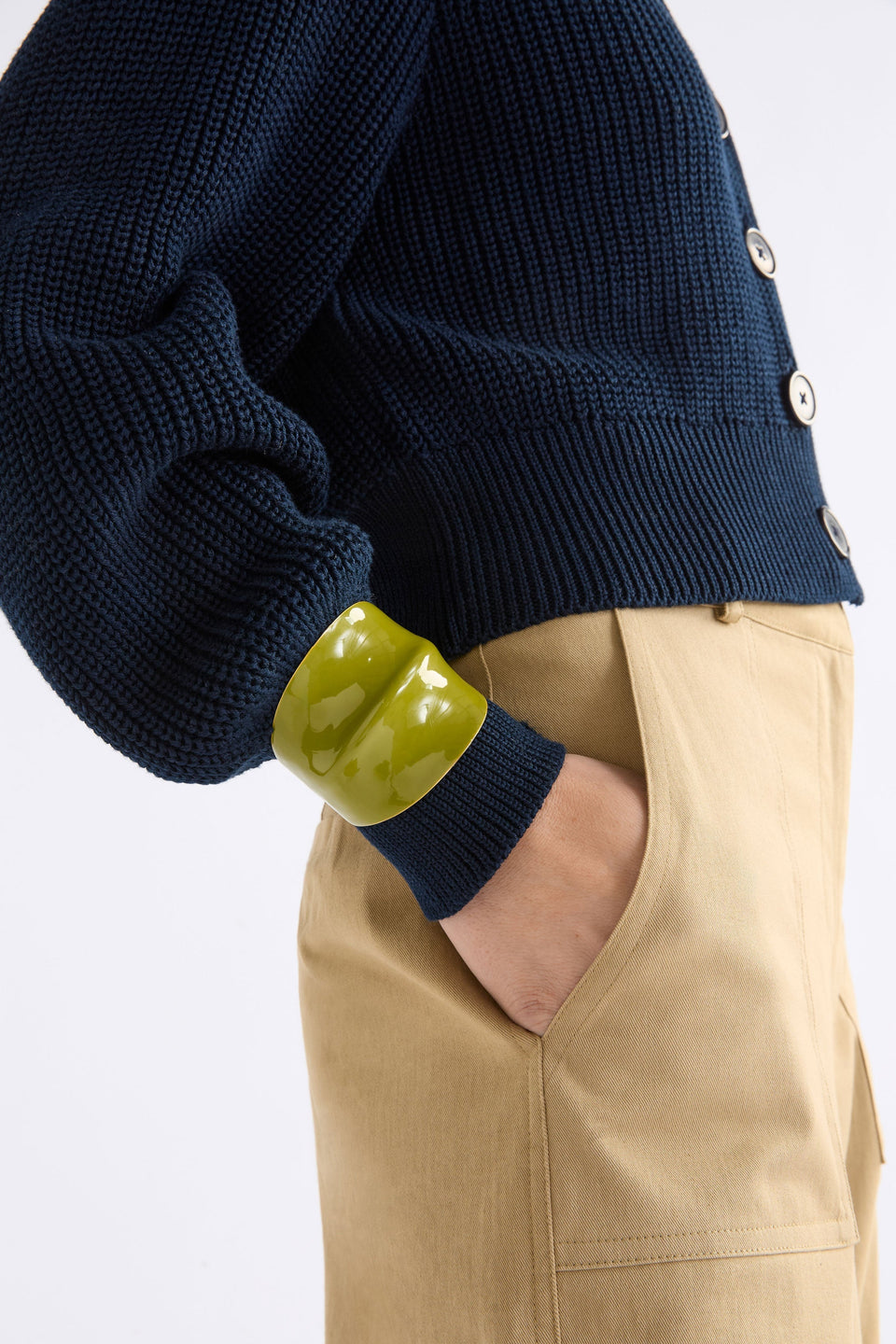 Illsta Cuff on model styled with knitwear  and pants | CELERY