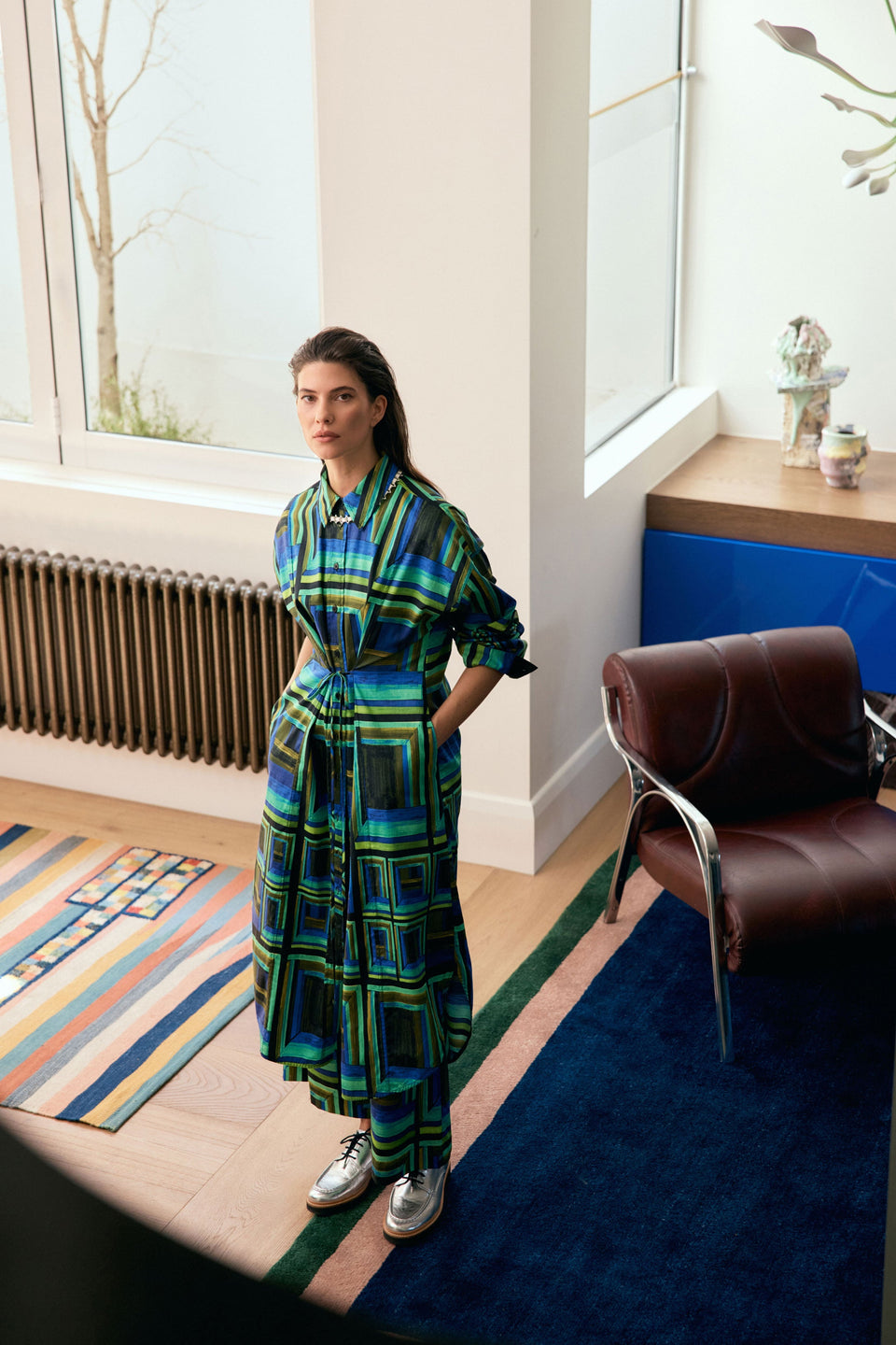 Rodan Organic Cotton Print Long Sleeve Shirt Dress Model Campaign | SALONE PRINT