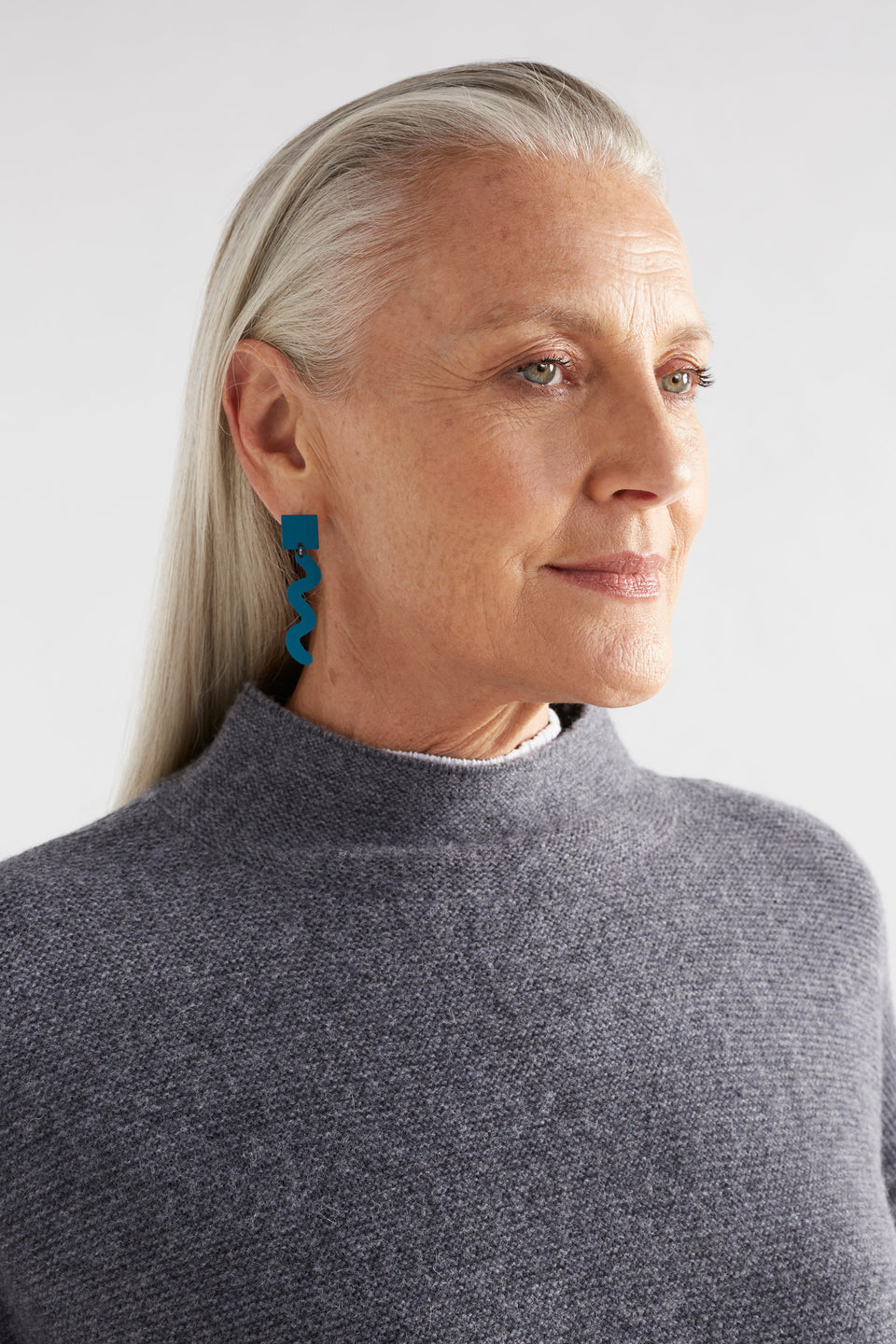 Tilse Colour Coated Geometric Drop Earring Model | TEAL