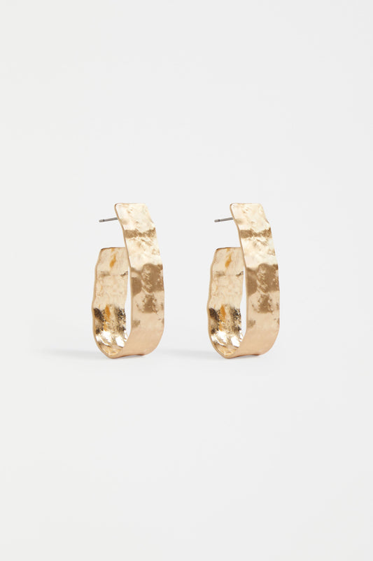 Gild Large Hammered Texture Metal Hoop Earring | GOLD