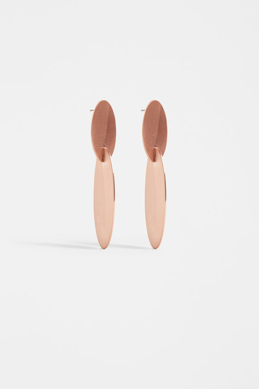 Staas Brushed Matt Metal Oval Drop Earring | ROSE GOLD