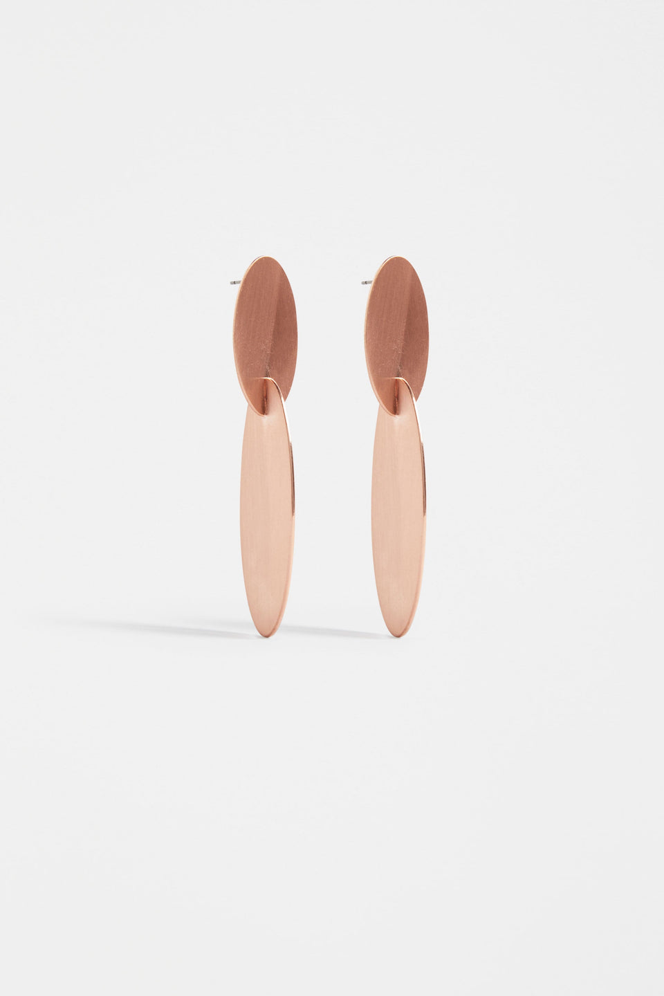 Staas Brushed Matt Metal Oval Drop Earring | ROSE GOLD