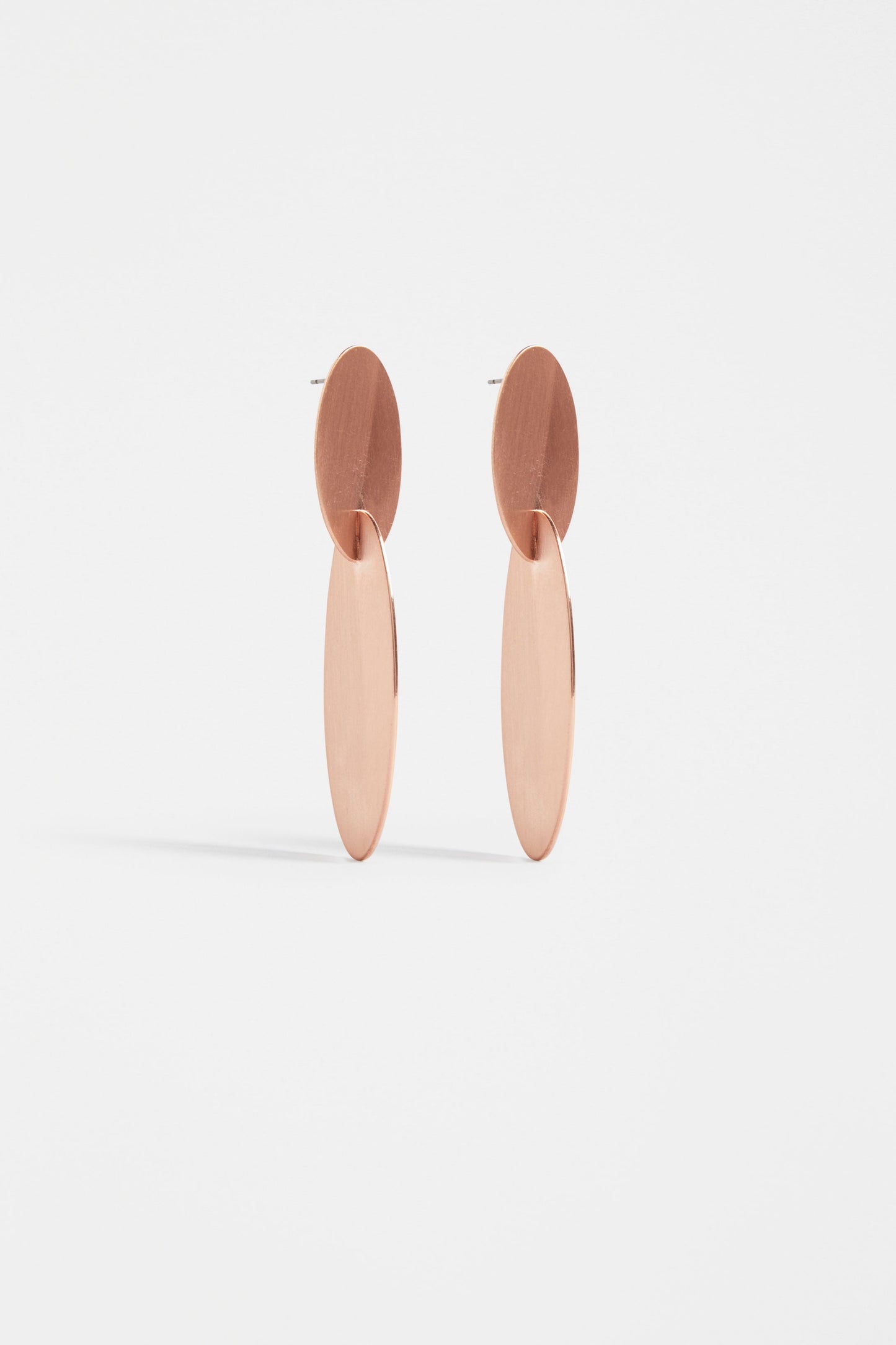 Staas Brushed Matt Metal Oval Drop Earring | ROSE GOLD