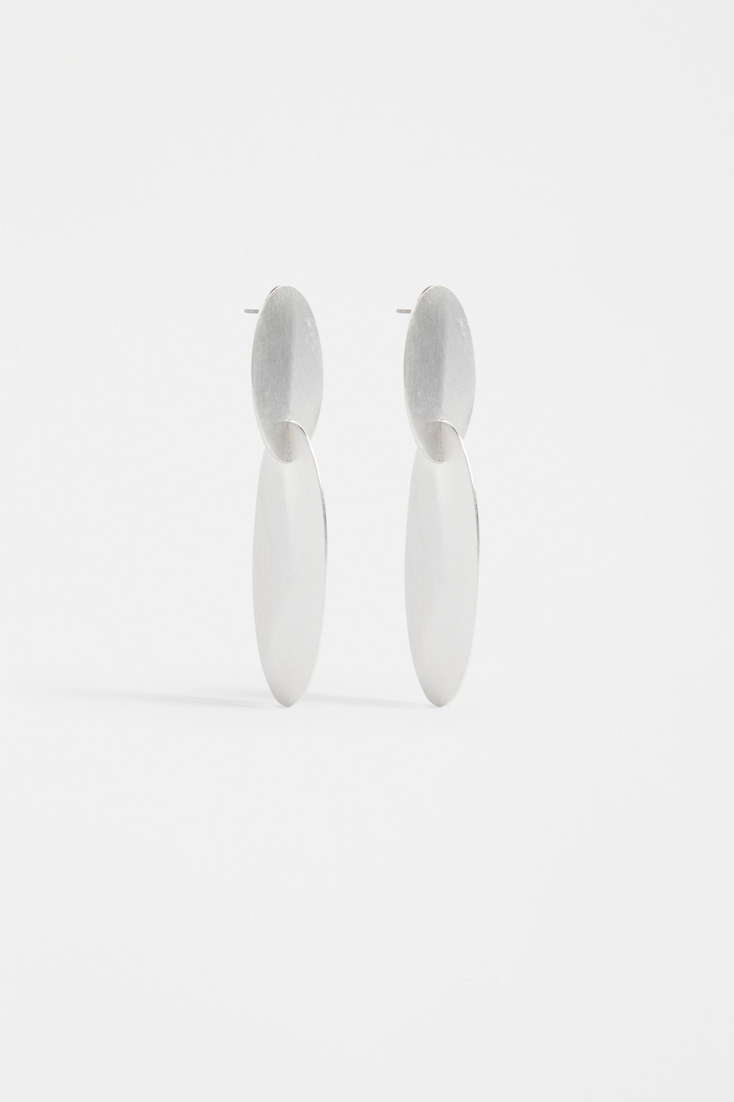 Staas Brushed Matt Metal Oval Drop Earring | SILVER