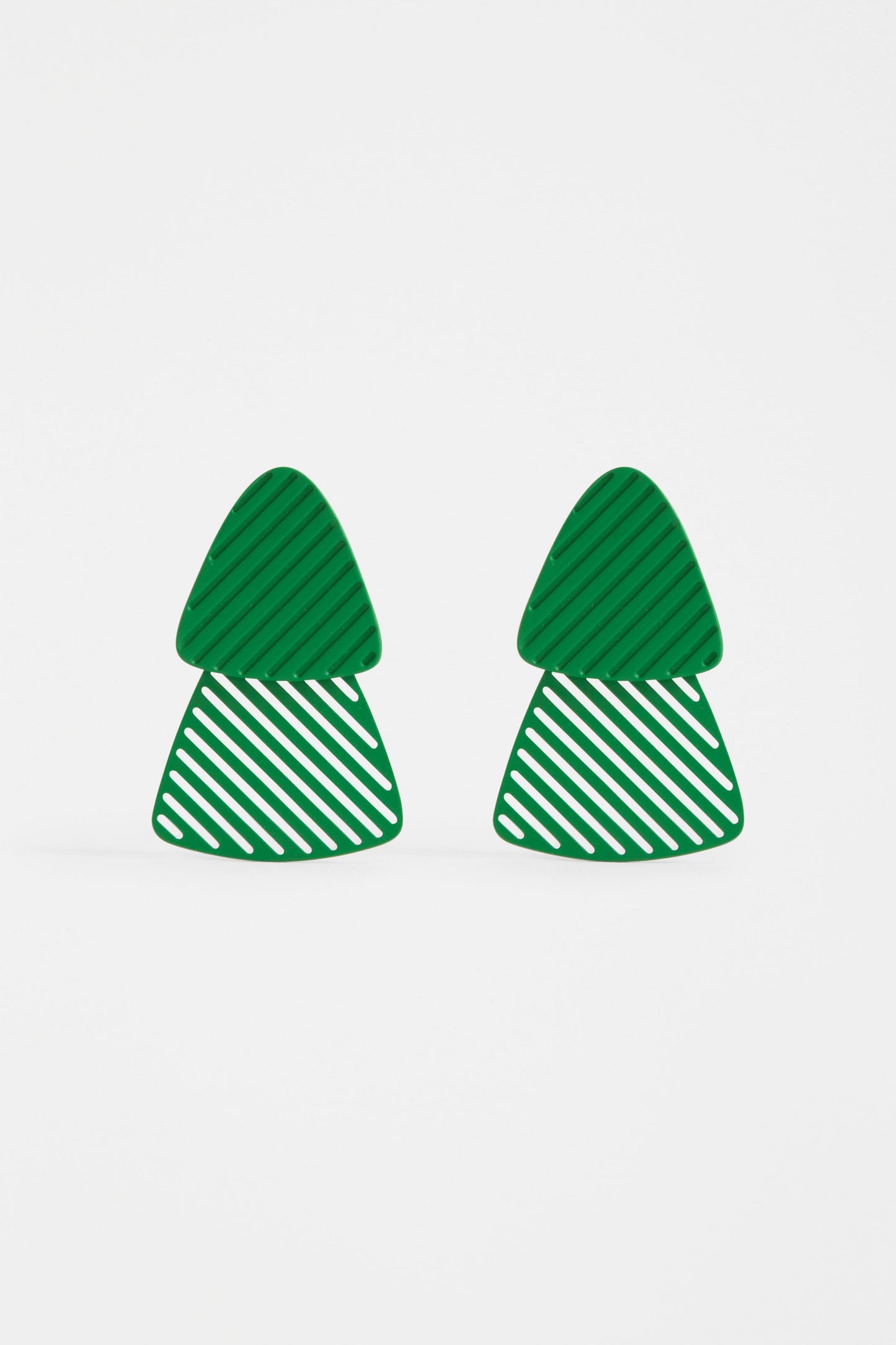 Tri Colour Coated Geometric Lightweight Drop Earring Model | VINE GREEN