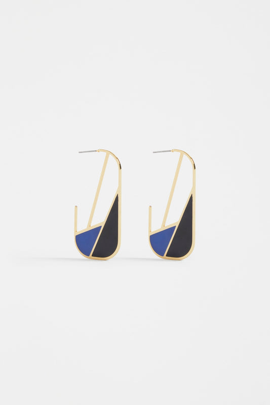Mond Metal and Enamel Spliced Geometric Hoop Earring | GOLD