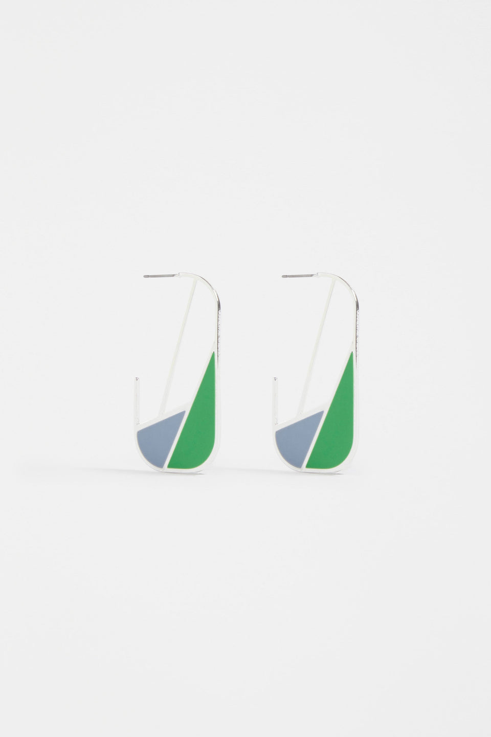 Mond Metal and Enamel Spliced Geometric Hoop Earring | SILVER