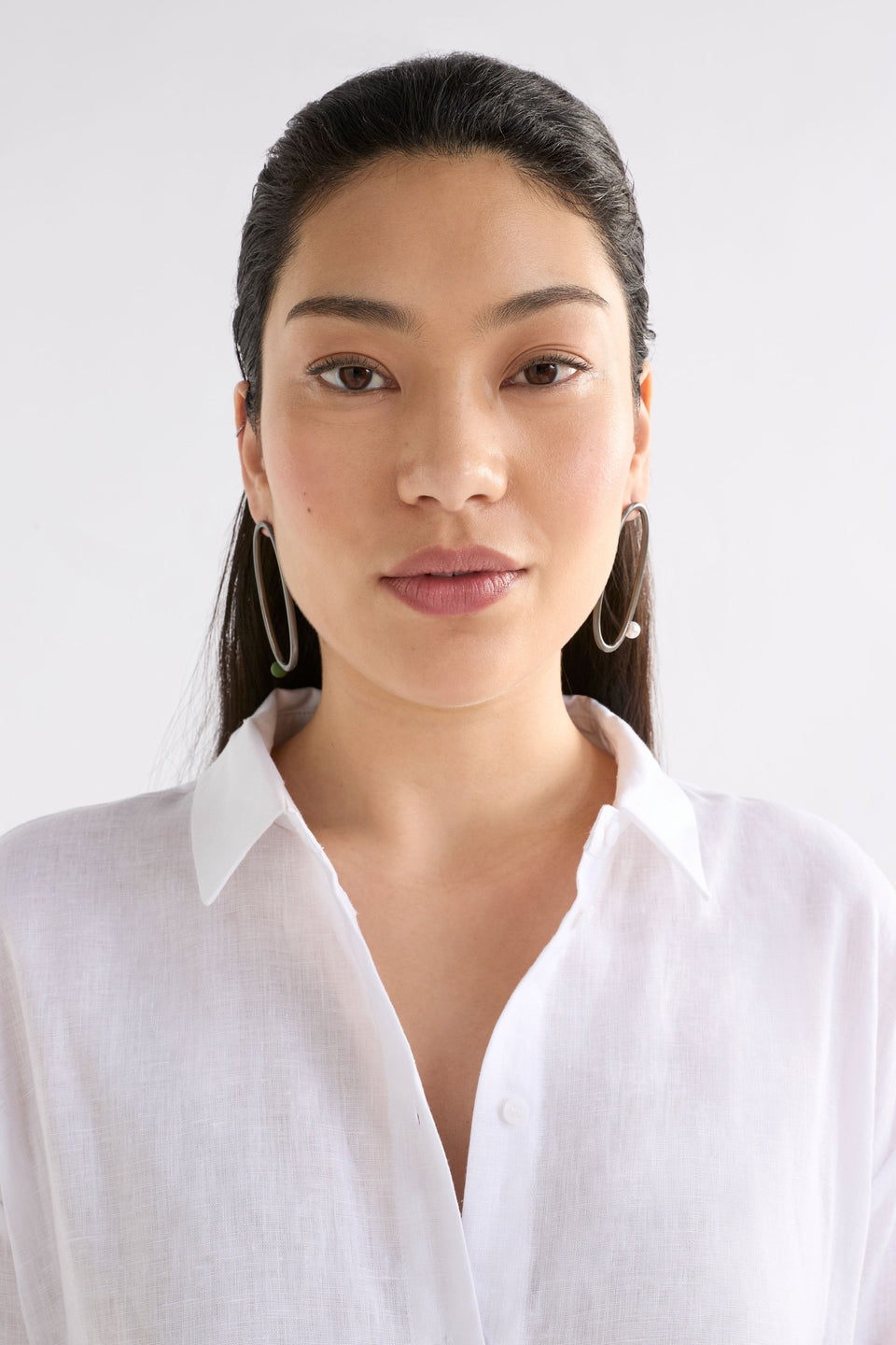 Ahas Fine Metal Asymmetric Loop Stud Drop Earring Model 2 | GUNMETAL