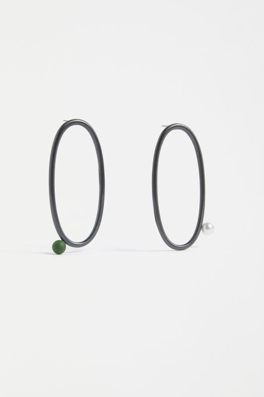 Ahas Fine Metal Asymmetric Loop Stud Drop Earring | GUNMETAL