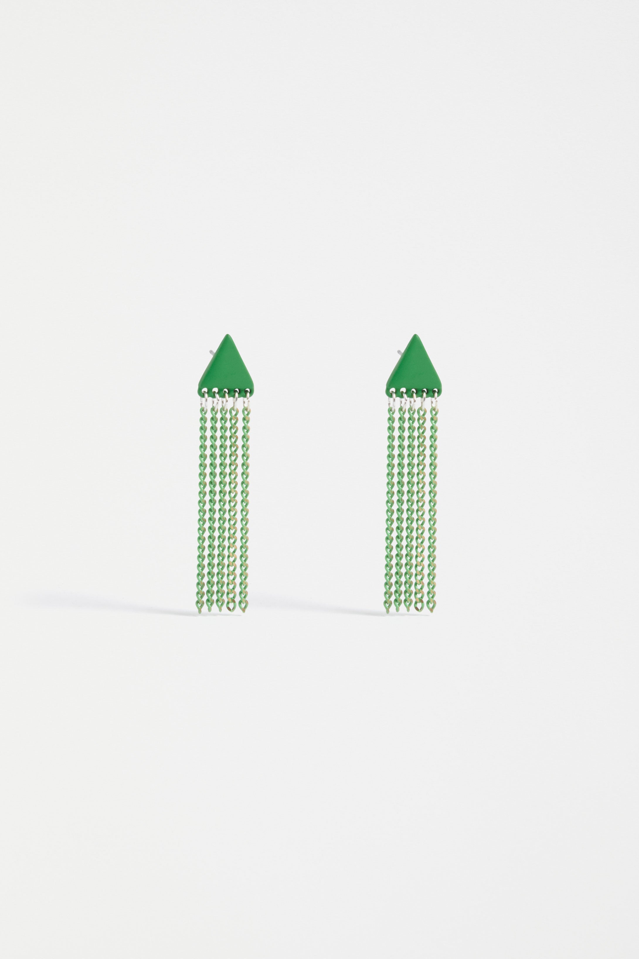 Fraans Coloured Stud Chain Drop Earring | CELERY GREEN