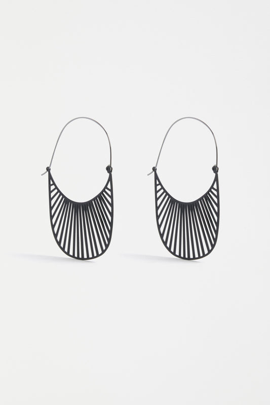 Solsken Sunray Cut-out Hoop Earring | BLACK