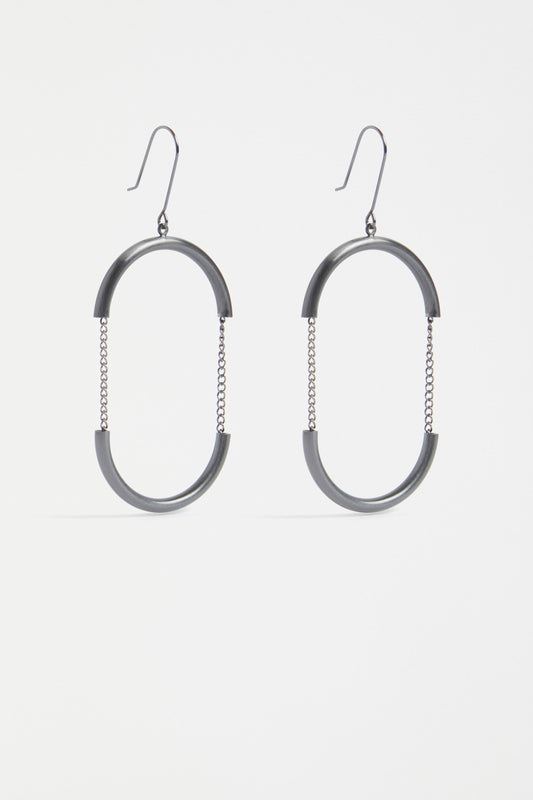 Skara Metallic Loop Hook Earring | GUNMETAL