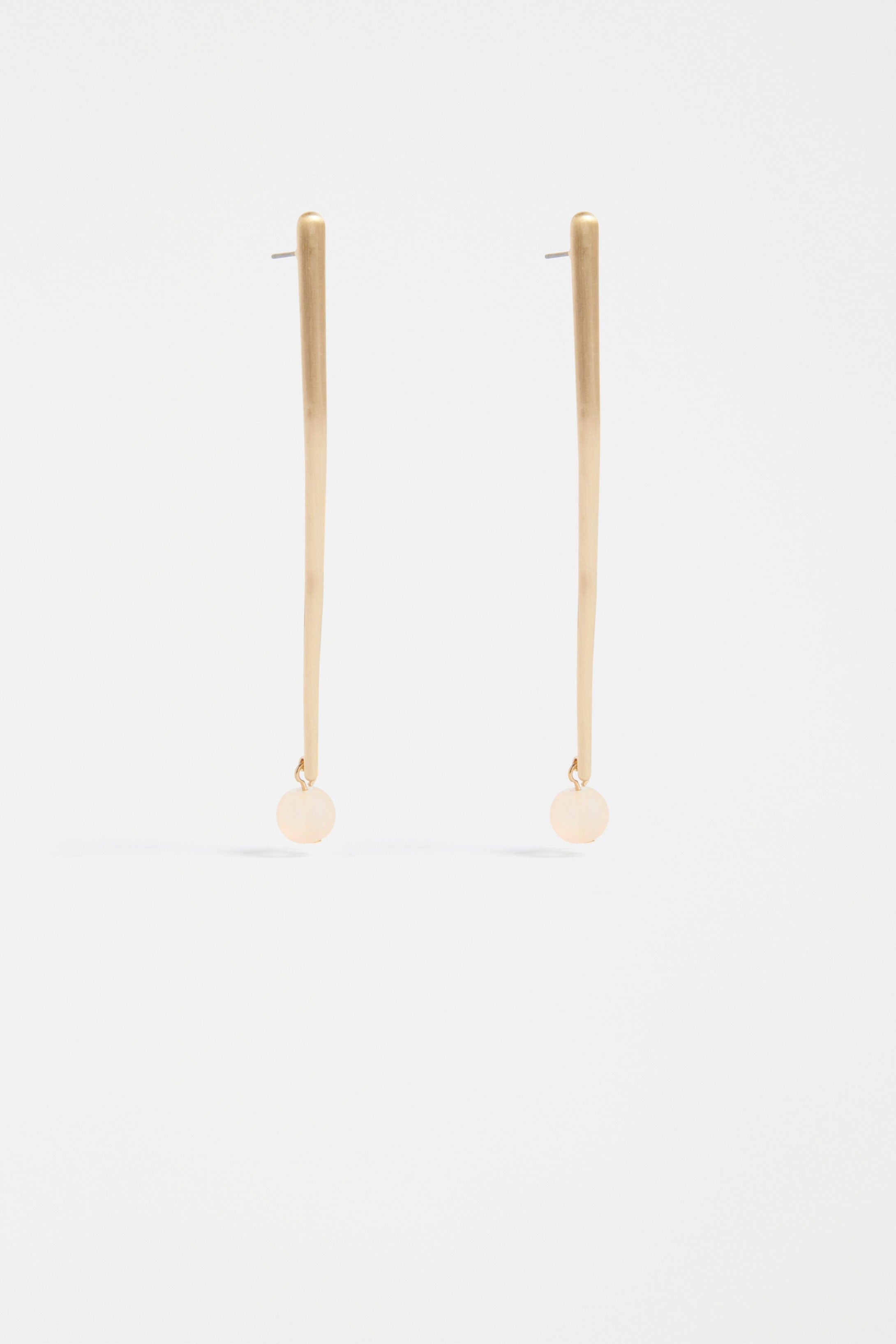 Kyna Long Drop and Bead Stud Earring | GOLD