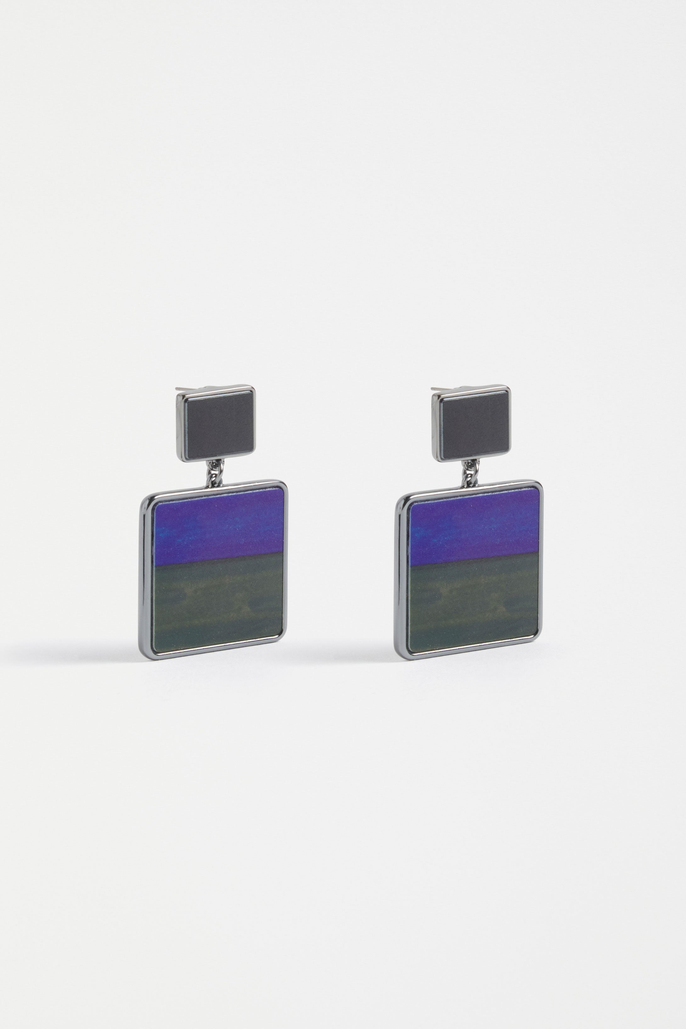 Brikka Metal Enamel Drop Stud Earring | COBALT