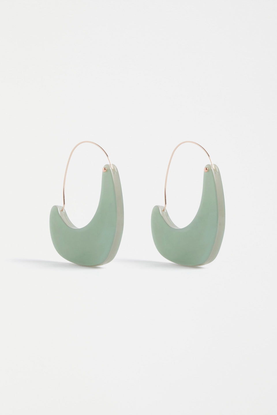 Neve Coloured Sculptural & Bead Fine Metal Hoop Earring | JADE GREEN