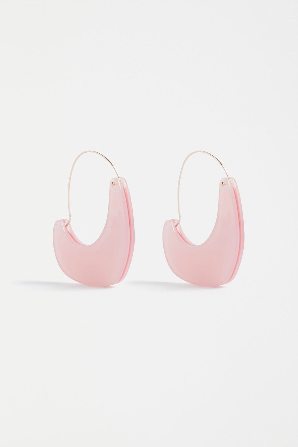 Neve Coloured Sculptural & Bead Fine Metal Hoop Earring | LIGHT PINK