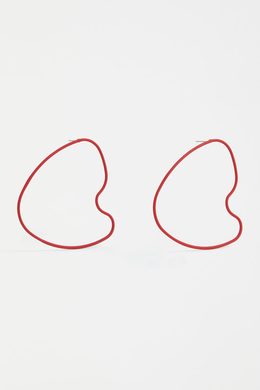 Harrt Fine Metal Heart Shaped Loop Drop Stud Earring | FLAME