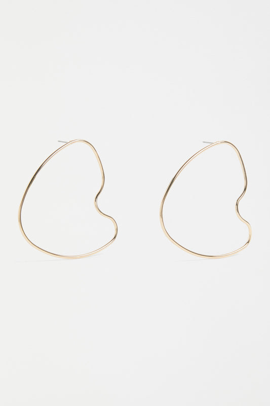 Harrt Fine Metal Heart Shaped Loop Drop Stud Earring | GOLD