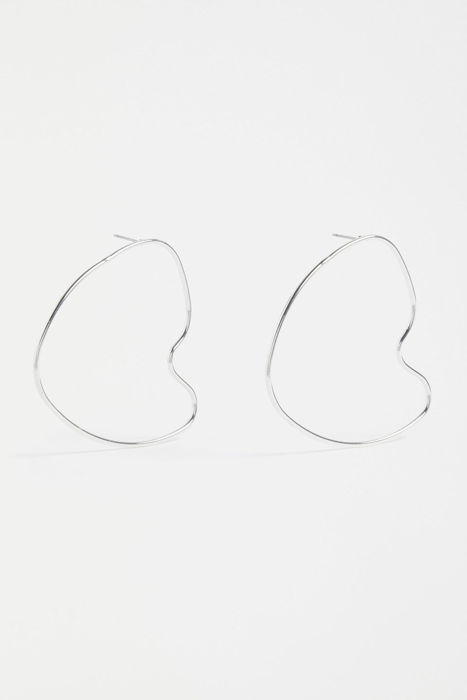 Harrt Fine Metal Heart Shaped Loop Drop Stud Earring | SILVER