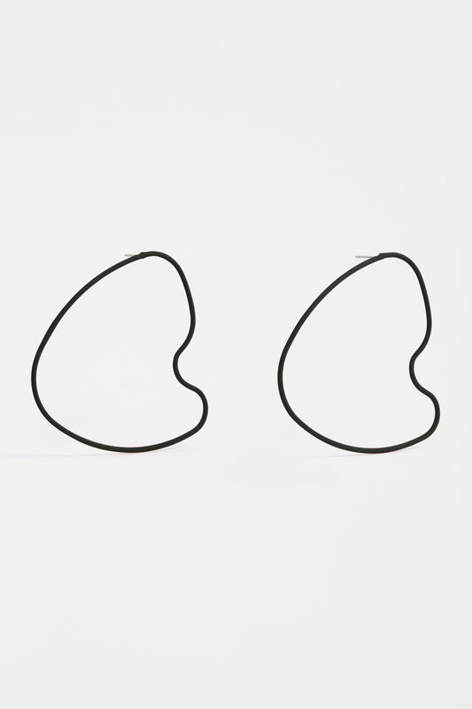 Harrt Fine Metal Heart Shaped Loop Drop Stud Earring | BLACK