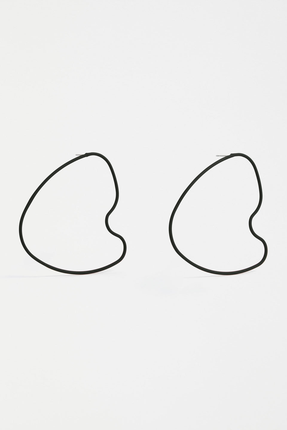 Harrt Fine Metal Heart Shaped Loop Drop Stud Earring | BLACK